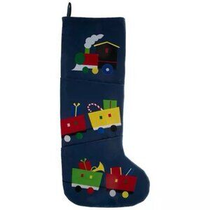 Trains Oversized Christmas Stocking with Side Pockets - 13" x 30" - NEW